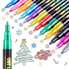 12 Colors Double Line Outline Markers Glitter Metallic Pen Set Art Supplies