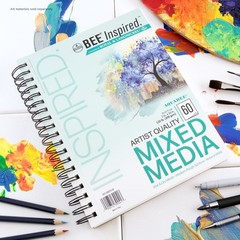 Bee Paper – Bee Inspired 9″x12″ Mixed Media Paper Pad, 60 Sheets, Side Wire,