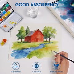 50 Sheets Watercolor Paper 8.5×11 Inch 105LB/230GSM Cold Press Heavyweight