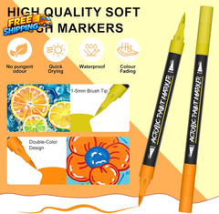 176 Colors Acrylic Paint Markers Pens Set 88 Pack Brush Acrylic Paint Markers