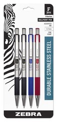 Zebra Pen Retractable Ballpoint Pen, Stainless Steel Barrel, Fine Point, 0.7mm