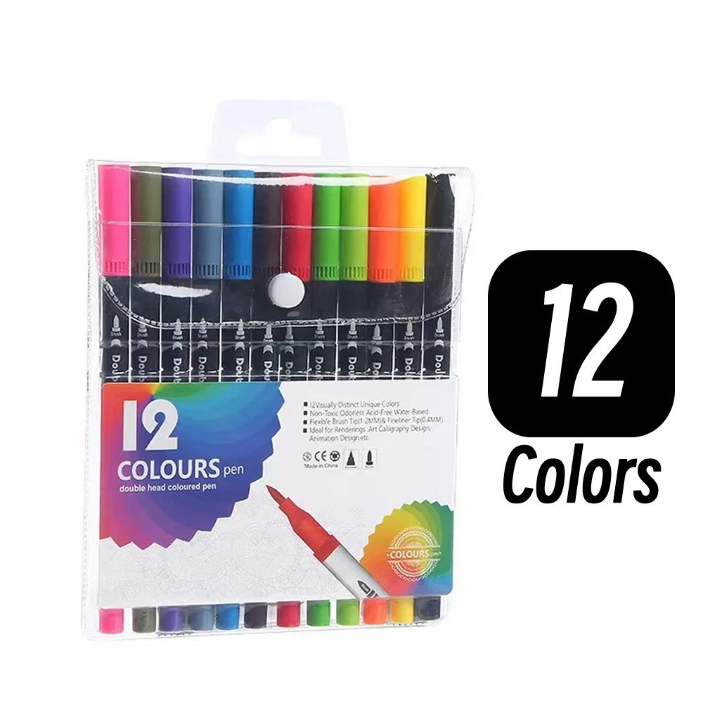 Paint Markers Set of 12 Medium Point Oil-based Art Pens w/Durable Case