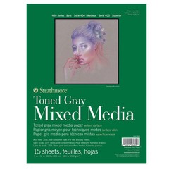 Strathmore 400 Series Toned Gray Mixed Media Pad 9×12 15 Sheets Heavyweight