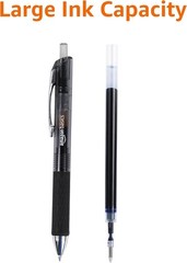 Retractable Gel Pens, 12-Count, Black Ink with Comfortable Grip & No Smudging