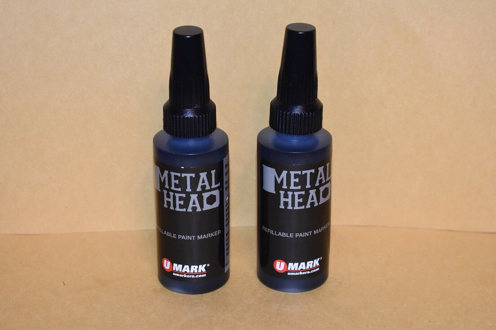 2 Black Metal Head 4mm Paint Marker 2Oz Crafts Metal Wood Marking Auto Salvage +
