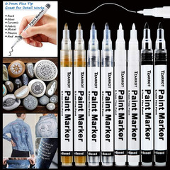 TZARROT White Paint Pen, 8 Pack 0.7Mm Acrylic Paint Pens with 2 White 2 Black 2