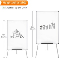 Portable Whiteboard Easel, 36×24 Inches, Height Adjustable