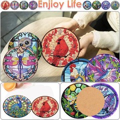 ijbnhd 8 Pack Diamond Art Coasters Kits, Animals 4X4X0.1, Animals-2