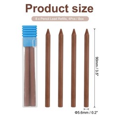 8Pcs 5.6mm 2B Carpenter Pencil Refill, Solid Dry Pencil Refill, Brown