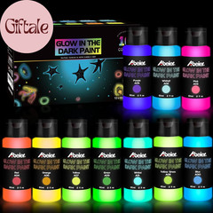 Glow in the Dark Acrylic Paint – 10 Bright Colors (60Ml/2Oz) Long Lasting Glow F
