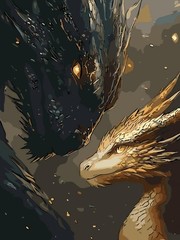 Animal Paint by Numbers Kit for Adults Beginners, Black Golden Dragon Easy Adult