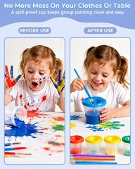 30PCS Spill Proof Paint Cups for Kids with Colored Lids and Brushes, Paint Cu…