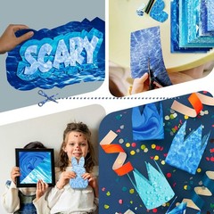 60 Sheets Ocean Waves Scrapbook Paper A5 Size Blue Beach Theme Cardstock for Cra