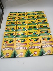(24) PACKS CRAYOLA 10 CLASSIC COLORS FINE LINE (240) MARKERS BRIGHT BOLD COLORS