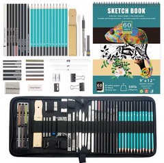 50pc Professional Drawing Artist Kit Pencils Sketch Charcoal Art Set Adults Bag