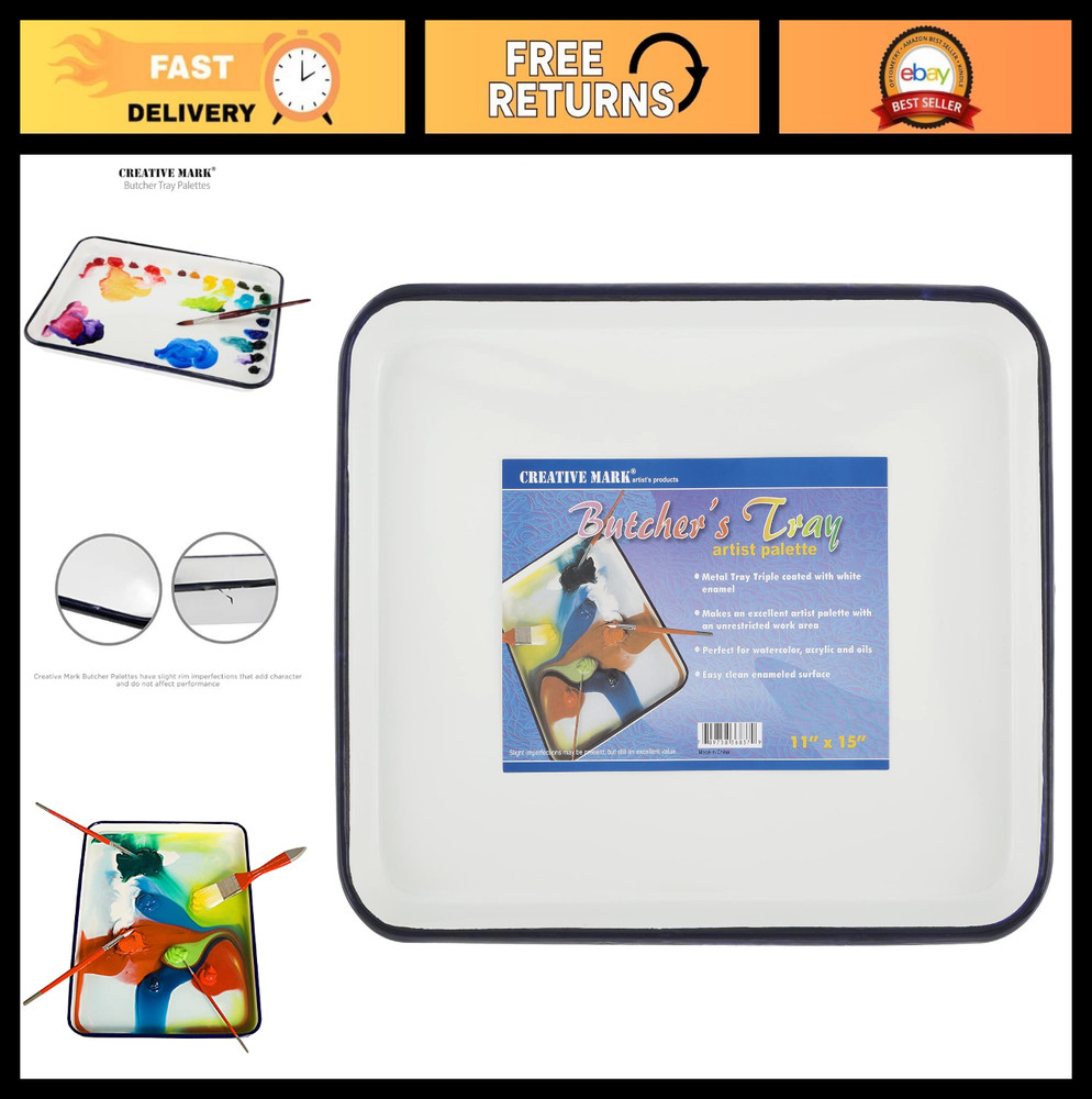11″x15″ Enamel Butcher Tray Palette – Triple Coated for Painting & Color Mixing