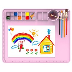 Silicone Painting Mat, Paint Mat with Cup and Palette, 20″X16″ Siliocne Pad f…