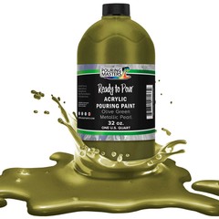 Pouring Masters Olive Green Metallic 32-Ounce Water-Based Acrylic Pouring Paint