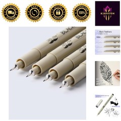 Black Art Fineliners 0.25mm Fine Tip Pens – Set of 4 for Smooth, Skip-Free Lines