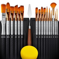 Artist Paint Brush Set of 16 – Includes Spatula Palette Knife, Sponge & Organ…
