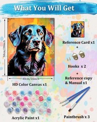 TOCARE Black Labrador Paint by Numbers Kit 16″Wx20″L – Frameless, TC-OPC-142