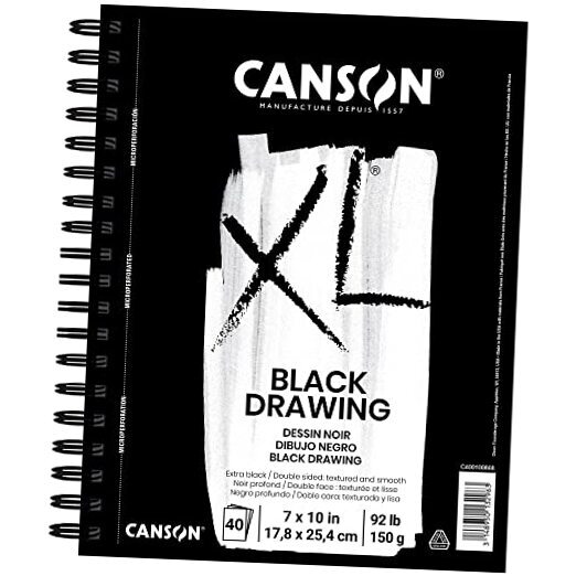 XL Series Drawing Paper, Black, Wirebound Pad, 7×10 inches, 40 Sheets