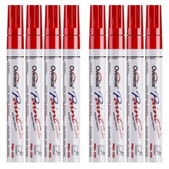 Overseas Paint Pens Markers – Red Permanent 1 Count (Pack of 8),