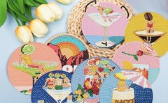 8 Pcs Cocktail Diamond Art Painting Coasters Kits,Woman Coaster with Holder for