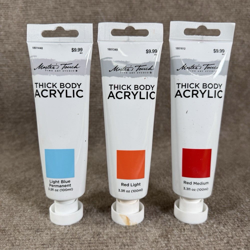 Lot Of 3 Master’s Touch Thick Body Acrylic Paint Unopened 100ml Tubes NEW SEALED
