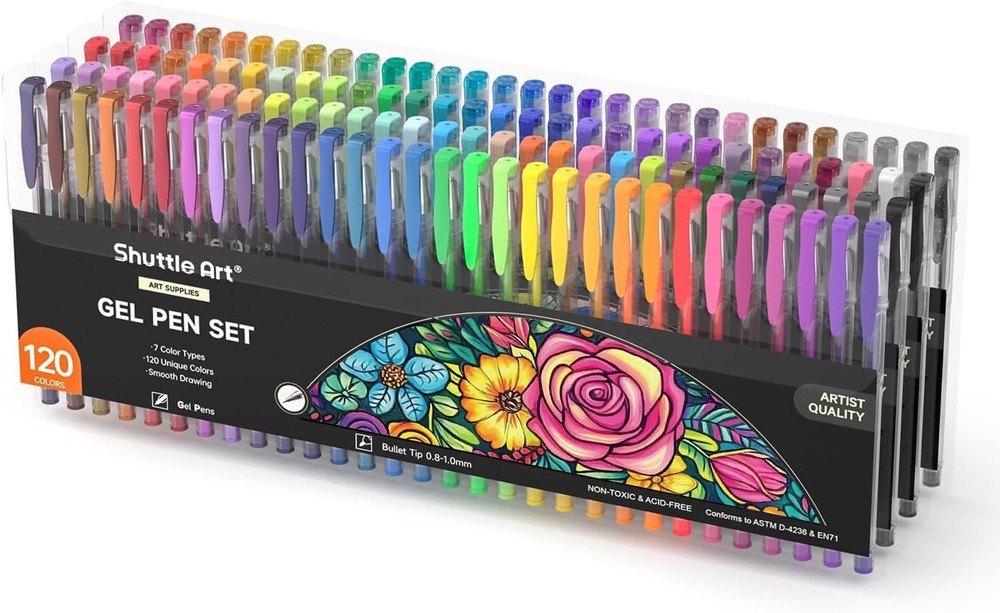 Shuttle Art 120 Unique Colors Gel Pen Set, No Duplicates, for Adult Coloring