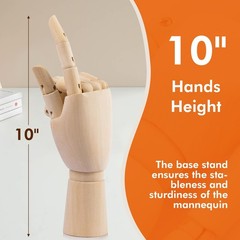Falling in Art Wooden Hand Model, 10Inches Right Mannequin 10 inches, F