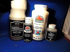 3 ACRYLIC PAINTS – 16oz. WHITE,2 oz.BLACK, 16.9MIDDLE GREY and AIRBRUSH CLEANER