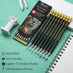 Ergonomic & Waterproof Sketching Pencils – 8-Piece Set for Creative Masterpieces