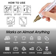 Permanent Paint Pens Markers – 2 Pack Single color Oil Based Paint Black