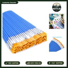 50 Pcs Flat Paint Brushes Set for Classroom Crafts & Detailing – Quality Nylon