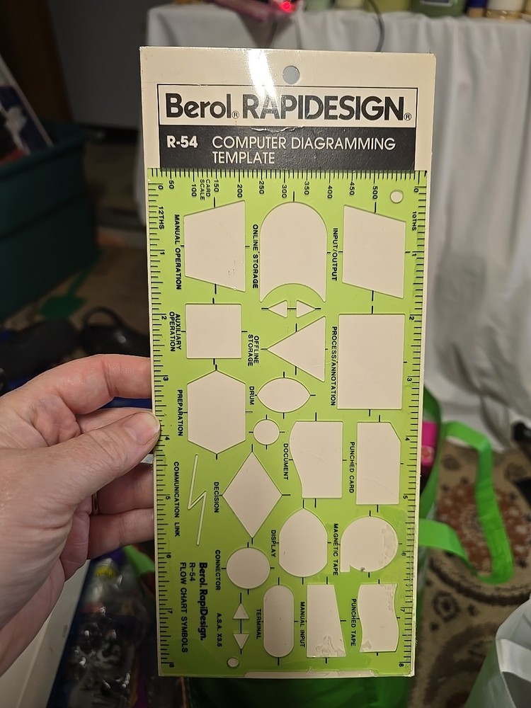 Berol RapiDesign Template R-54 Computer Diagramming Template NIP Sealed