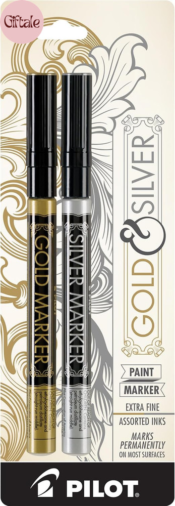 Metallic Permanent Paint Markers, 1 Each Gold & Silver, Extra Fine Point, Set of