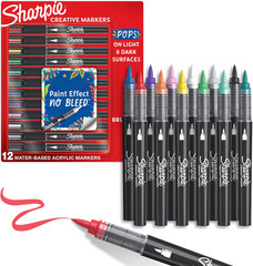 Creative Markers, Water-Based Acrylic, Brush Tip, Assorted Colors, 12 Count – A