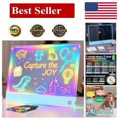 Light Up 16″ Kids LED Drawing Board – Portable Art with 12 Markers Included