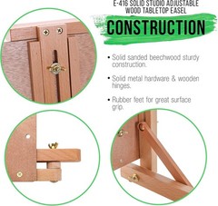 Solid Wood Tabletop Easel for Artists, Adjustable Drawing Board for Canvas