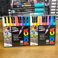 🟢 2 x Uni Posca Paint Markers Pens Art Fine Tip Pastel Colours PC-3M (Set of 8)