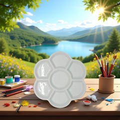 White Porcelain Watercolor Palette – Washable Ceramic 1″ x x 0.2″,