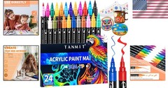 Vibrant 24-Color Acrylic Paint Pen Set with Brush and Fine Tips for All Crafts
