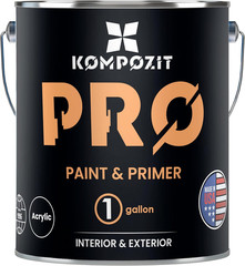 PRO Paint & Primer Semi Gloss White 1 Gallon 100% Acrylic High Durability and Sc