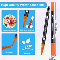 Non-Toxic 12pcs-120pcs Double Headed Drawing Art Marker Pen Dual Tip Adults Kids