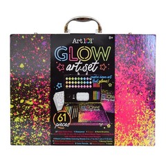 Glow and Neon Art Set for Drawing and Painting 61 Piece Multifunctional Kit for