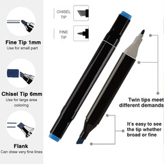 262 Colors Double Tip Permanent Marker Pens Art Drawing Painting Sketching