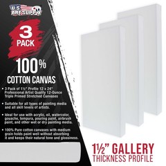 12″ x 24″ Gallery Depth 1-1/2″ Profile Stretched Canvas 3-Pack – Gesso Primed