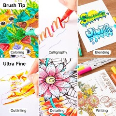 Multicolor Dual Tip Brush Marker Set – 120 Colors with Coloring Book