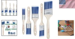 Paint Brush Set Bates 5 Pack Flat & Angle Brushes 1-2.5 Inch Synthetic Wood H…